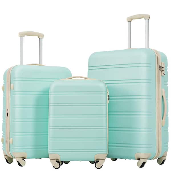 grossag 3-Piece Light Green Spinner Wheels, Rolling, Lockable Handle and Light-Weight Luggage Set