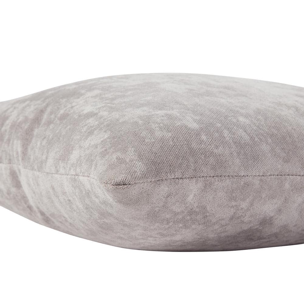 Ash Gray Velvet 20" Square Throw Pillow with Removable Cover