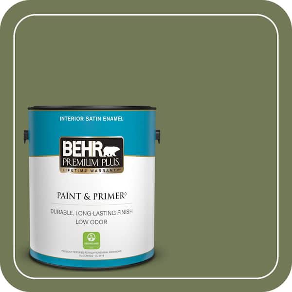 BEHR PREMIUM PLUS 1 gal. #BIC-56 Jalapeno Satin Enamel Low Odor Interior Paint & Primer