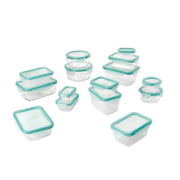 OXO Good Grips Smart Seal , 12 Piece Glass Container Set,Clear,Blue