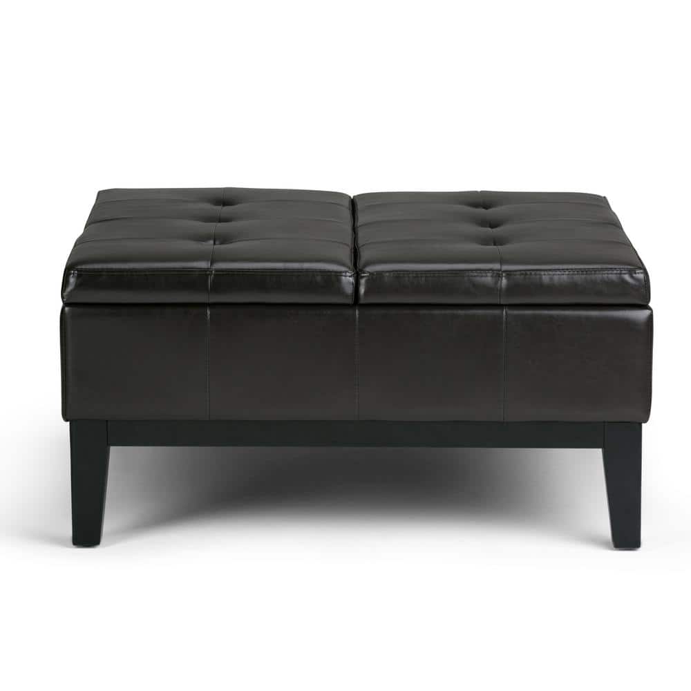 Tanner's Brown Faux Leather Tufted Storage Ottoman