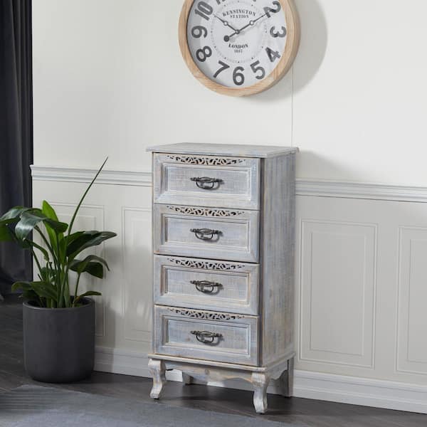 Litton Lane Grey Metal Vintage Cabinet