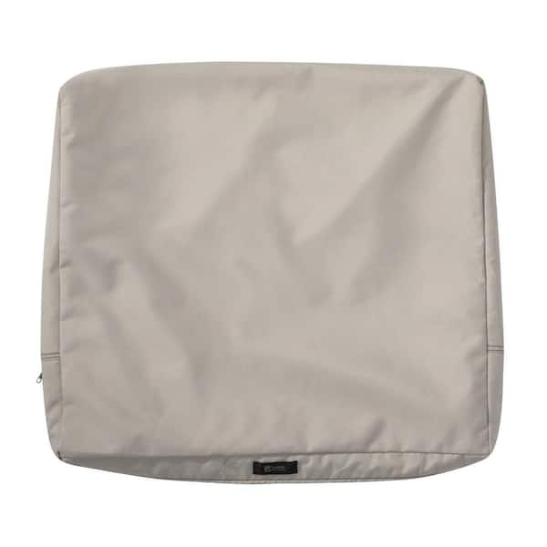 Classic Accessories Ravenna 21 in. W x 20 in. H x 4 in. D Patio Back Cushion Slip Cover in Mushroom