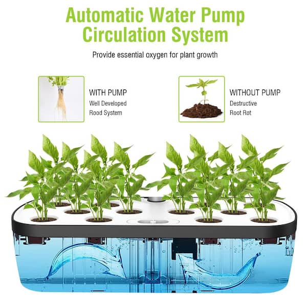 Hydroponics Growing System, Mini 12-Pods Indoor Hydroponic System W/ LED Grow Light, Pump,Smart Automatic Timer Control