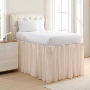 LA Washed Solid Pink Microfiber TwinXL 42in Drop Bed Skirt