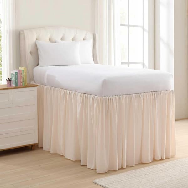 LA Washed Solid Pink Microfiber TwinXL 42in Drop Bed Skirt