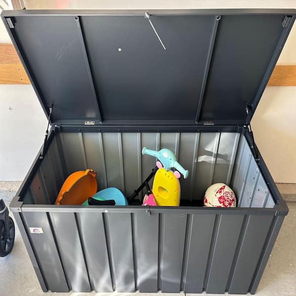 Outdoor Deck Box 160 Gallon Waterproof Lockable Storage Box Container with Lid Deck Box, Gray