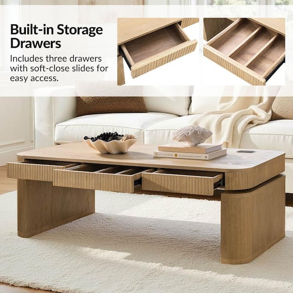 JAYDEN CREATION Dionisio 52 in. Oak Rectangle Wood Standing Coffee