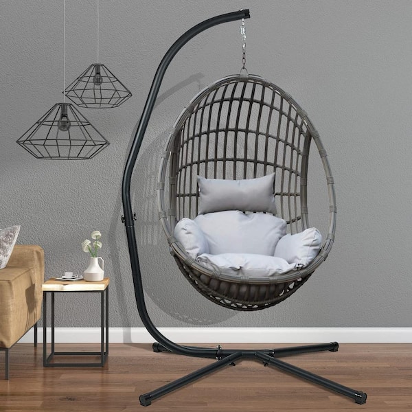 6.6 ft. Stainless Steel Hanging Chair Hammock Stand in Black