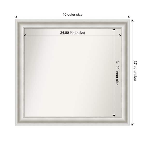 Amanti Art Parlor White 39.5 in. W x 36.5 in. H Custom Non-Beveled Recycled Polystyrene Framed Bathroom Vanity Wall Mirror