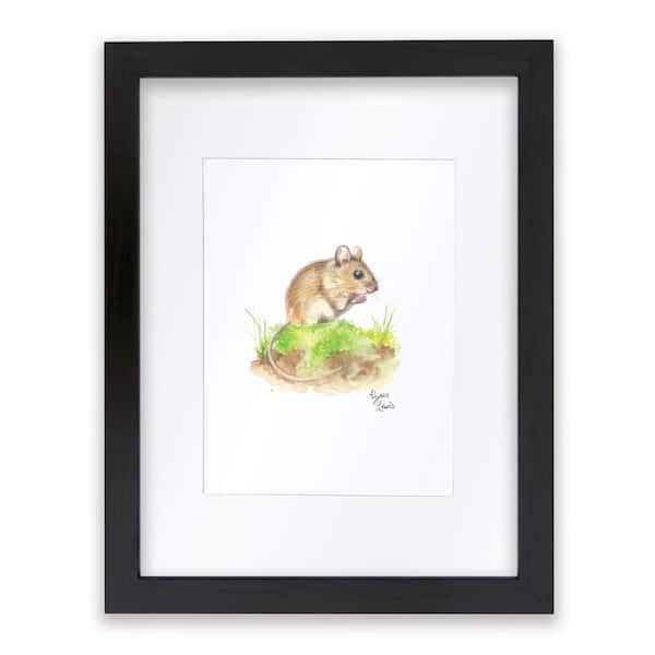 Unbranded Woodland Tinies "Mouse" by Alyssa Lewis Individual Black Framed with Mat Animal Art Print 24 in. x 18 in.