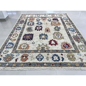 Ivory 8 ft. x 10 ft. Hand Knotted Wool Oriental Heriz Serapi Area Rug