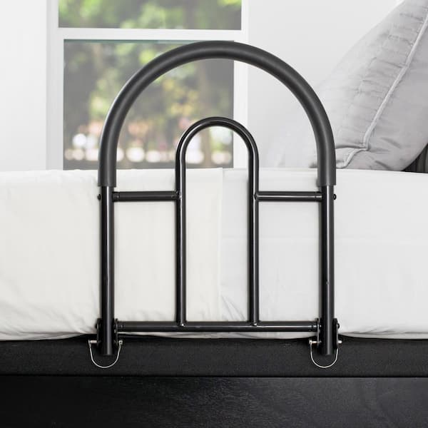 Stander 17 in. Bed Rail Advantage Traveler with Padded Handle and folding Assist Handle in Black