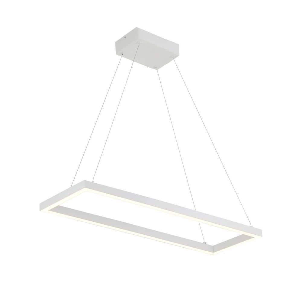 White Aluminum Dimmable LED Rectangle Chandelier