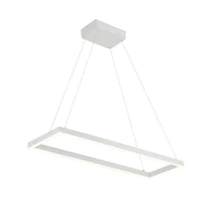 Piazza 30 in. 1 Light 36-Watt White Integrated LED Pendant Light