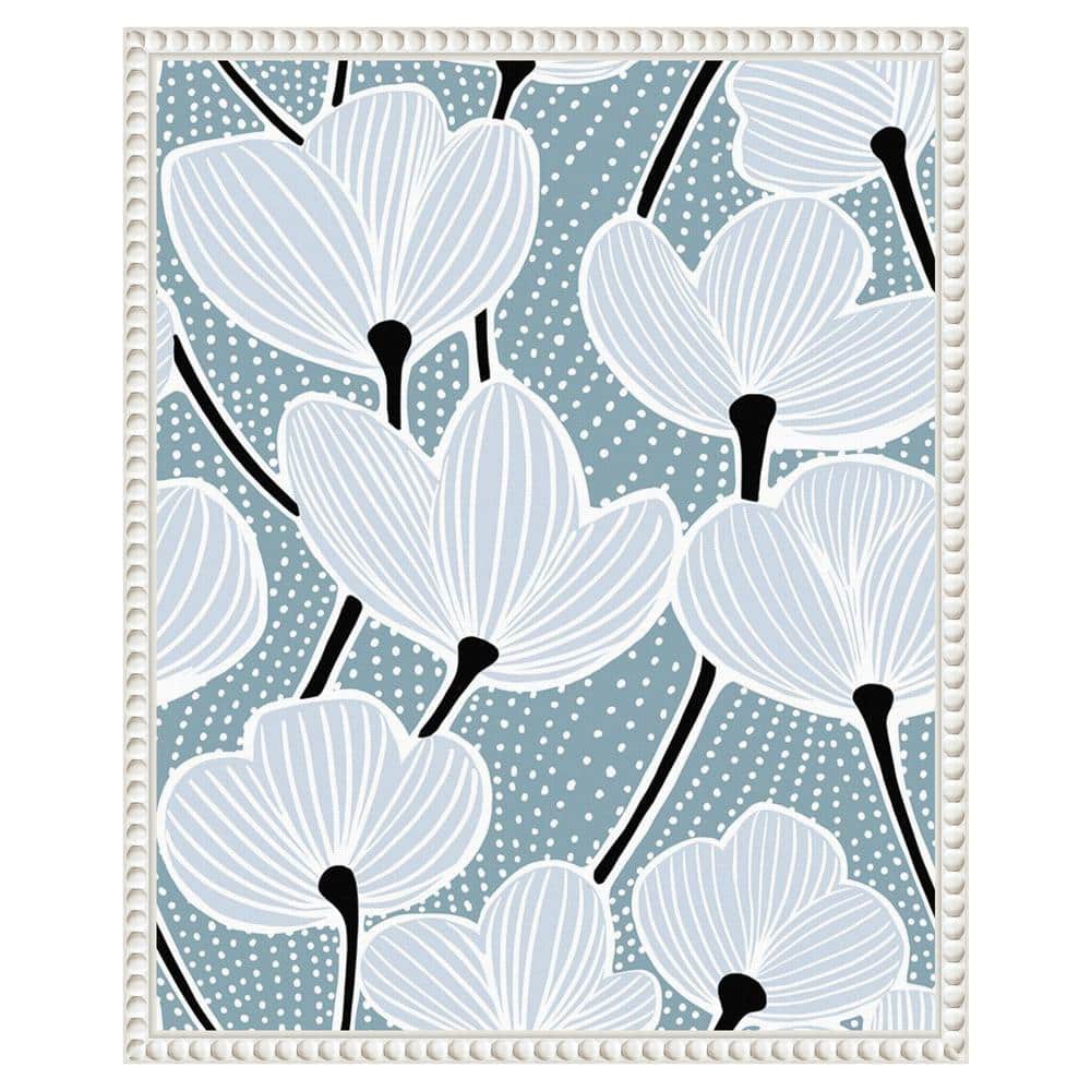 Modern Poppy I White and Blue Canvas Wall Art