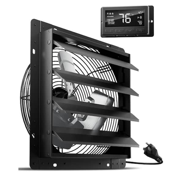 1294 CFM Shutter Exhaust Fan with Thermostat Smart Controller Durable Aluminum Alloy Frame for Attic Garage Ventilation