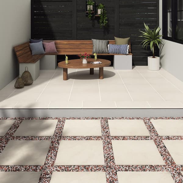 MSI Living Style Cream 2 cm. x 24 in. x 24 in. Matte Porcelain Stone Look Paver (8 sq. ft./Case)