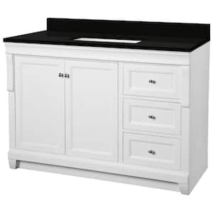 Naples 49 in. W x 22 in. D Bath Vanity in White with Granite Vanity Top in Midnight Black with Trough White Basin