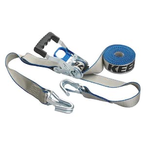 Extreme Webbing Tie Down Ratchet Strap 16 ft x 1.5 in. 1667 lbs. with Double J Safety Clip (2-Pack)