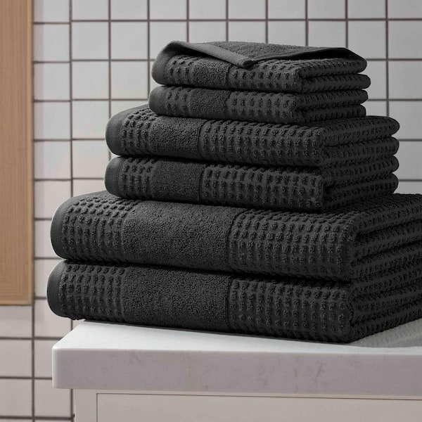 Expression Air Sculpted Washed Black 6-Piece 100% Cotton Towel Set