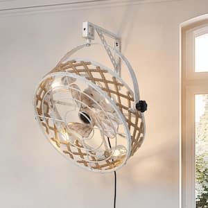 20 in.Indoor Vintage Rattan Beige Cage Ceiling Fan with Light and Remote for Outdoor Coverd Patio