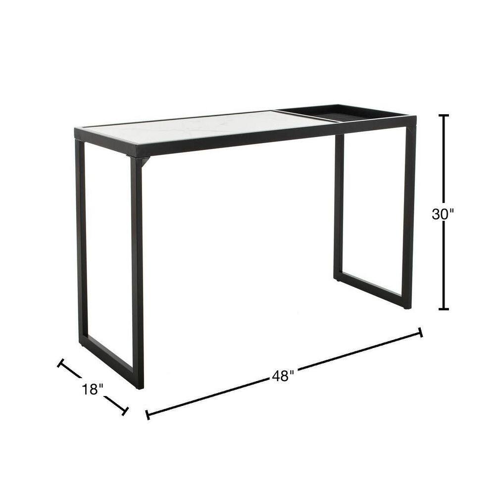 Zuri Black and White Marble Rectangular Console Table
