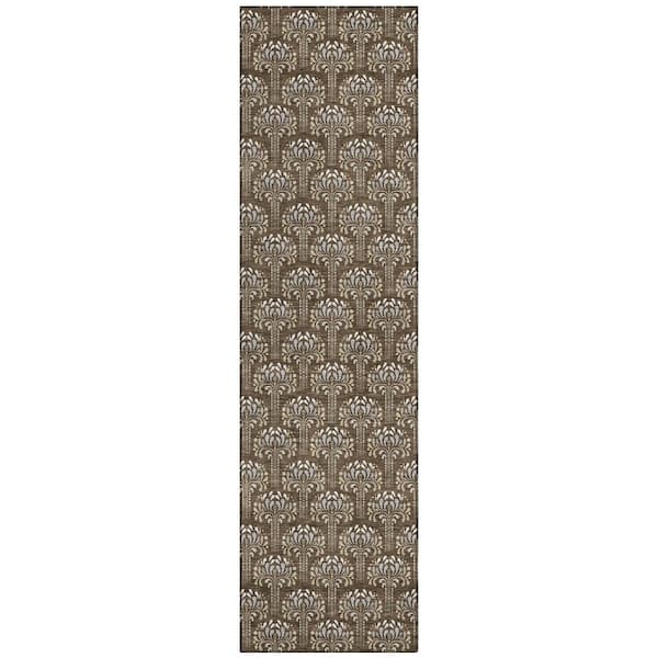 Chantille Machine Washable Indoor/Outdoor Abstract ACN3065 Chocolate 2 ft. x 7 ft. Runner Rug