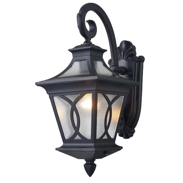 CLAXY 16.93 in. Black Outdoor Hardwired Lantern Wall Sconce with No Bulbs Included