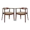 Furniture of America Shelun I Rich Walnut Fabric Upholstered Dining Chairs with Rounded Back and Arm Rest (Set of 2) IDF-30001WN-SC