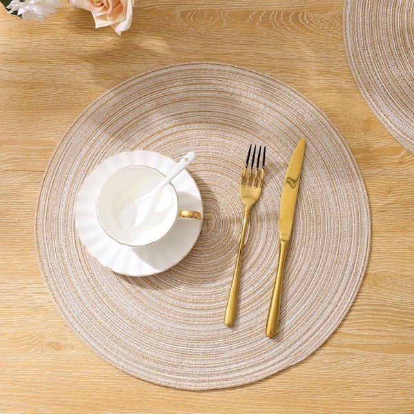 Set of 10 Round Jute Placemats – 100% Natural, Non-Slip 13x13 inch Farmhouse Boho Design for Dining Table Décor