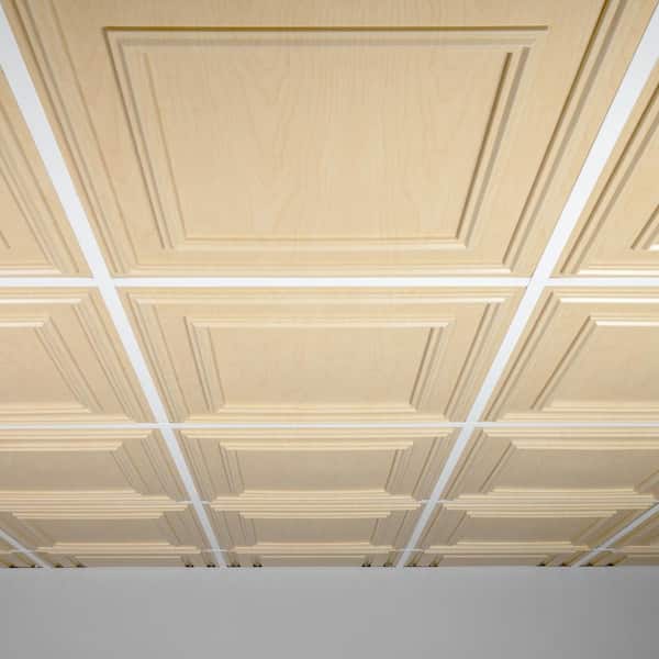 Cambridge Faux Wood-Sandal 2 ft. x 2 ft. Lay-in or Glue-up Ceiling Panel (Case of 6)