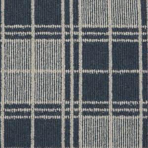 Checkerboard - Color Navy/Ivory Pattern Custom Area Rug with Pad