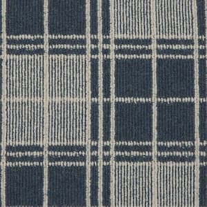 Checkerboard - Navy/Ivory - Blue 12 ft. 27 oz. Wool Pattern Installed Carpet