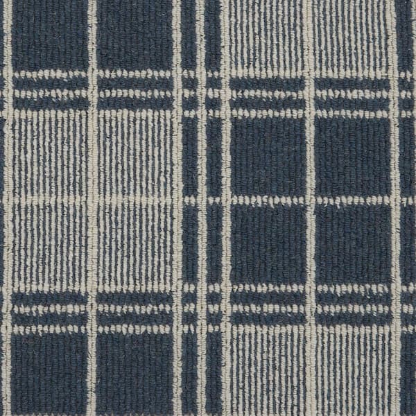 Natural Harmony 6 in. x 6 in. Patttern Carpet Sample - Checkerboard - Color - Navy/Ivory