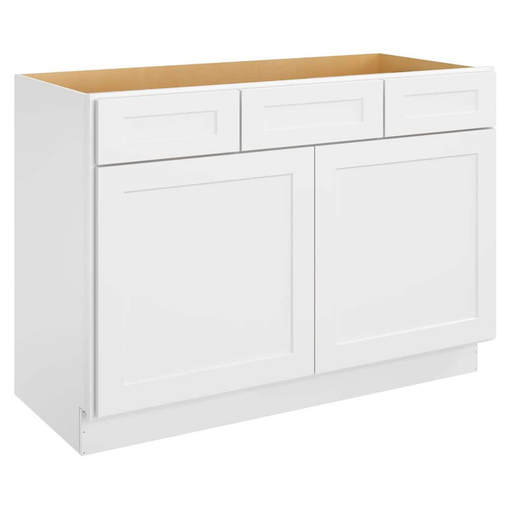 48-in W X 21-in D X 34.5-in H in Shaker White Plywood Ready to Assemble Floor Vanity Sink Base Kitchen Cabinet -  HOMEIBRO, HD-SW-VSD48-A