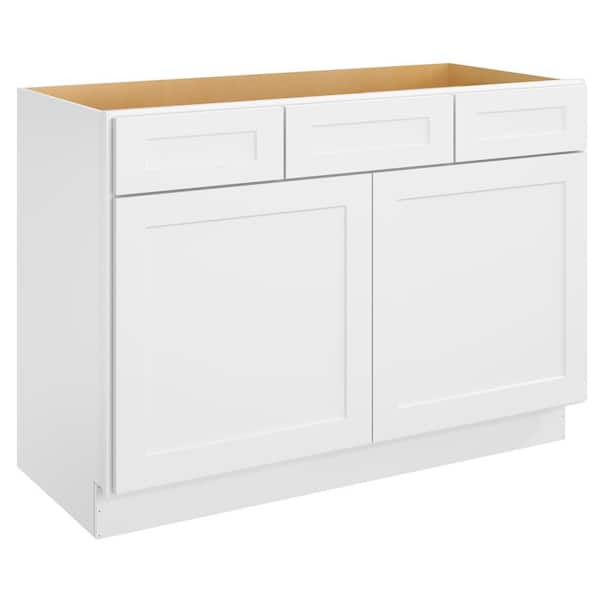 48-in W X 21-in D X 34.5-in H in Shaker White Plywood Ready to Assemble Floor Vanity Sink Base Kitchen Cabinet