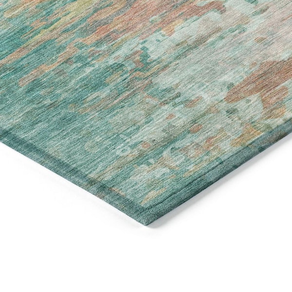 Chantille Machine Washable Indoor/Outdoor Abstract ACN2034 Teal 1 ft. 8 in. x 2 ft. 6 in. Accent Rug
