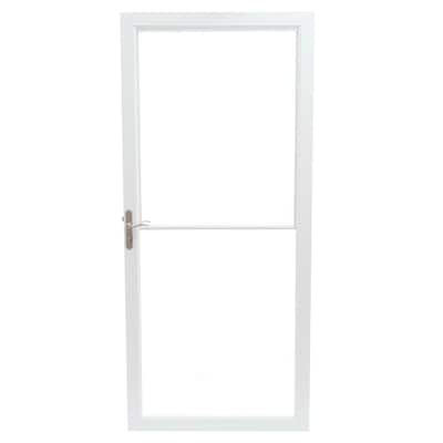 36 in. x 80 in. 2500 Series White Universal Self-Storing Aluminum Storm Door with Nickel Hardware