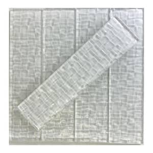 Coastal Snow White 2 in. x 8 in. Glossy Textured Glass Subway Wall Tile (10.67 sq. ft./case)