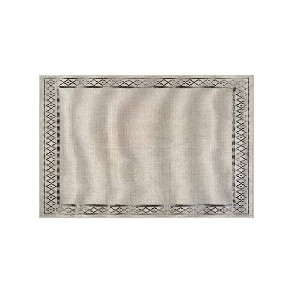 Beverly Rug Haven 2 ft. x 3 ft. Bone Border Diamond Washable Easy Jute ...