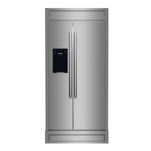 Salerno 36 in. Built-in Side by Side Stainless-Steel Refrigerator with Modern Decorative Grill 20 cu. ft.