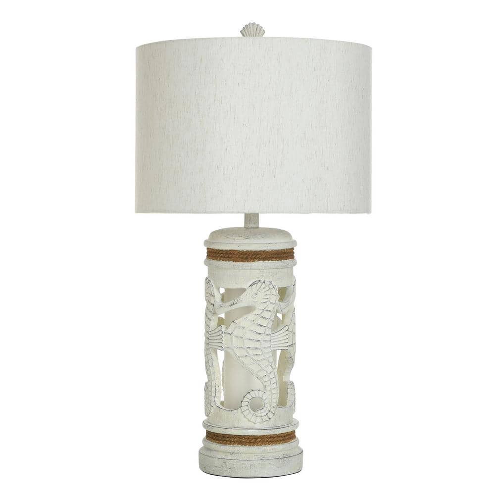 30 in. Aged White Transitional 1-Light Standard Floor Lamp for Living Room Linen Drum Shade price history on PriceWatchPro