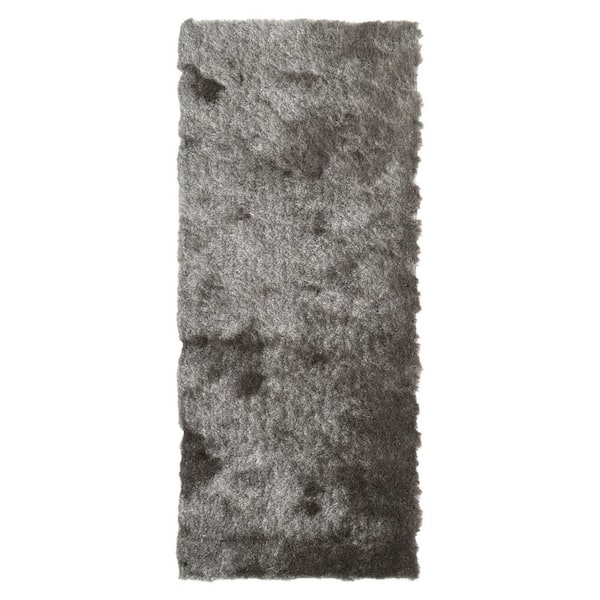 Charcoal 2 ft. x 6 ft. Tufted Solid Color Cotton Indoor Area Rug