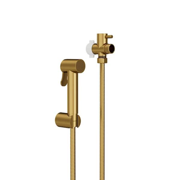 Round Handheld 1 Handle Bidet Faucet with Brass Valve in Brushed Gold