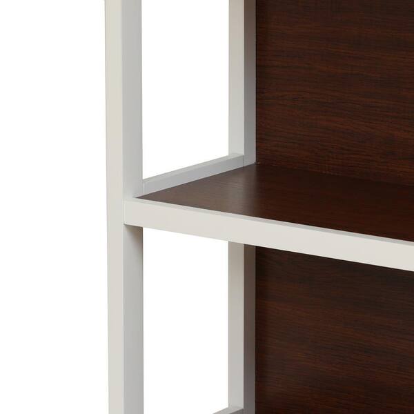 LuxenHome 59.5 in. White and Brown 4-Shelf Accent Bookcase