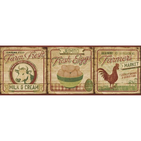 Chesapeake Farmers Market Dark Green Dark Green Wallpaper Border
