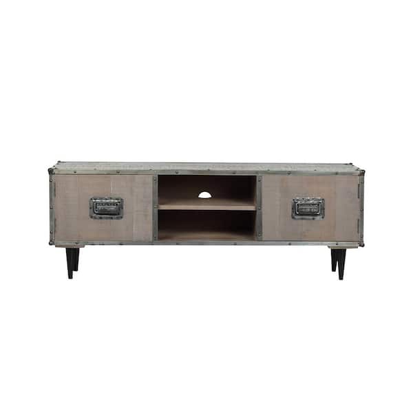 Utopia 4niture Armando Tv Cabinet 2-Door Back MDF Black Metal Leg Decorative