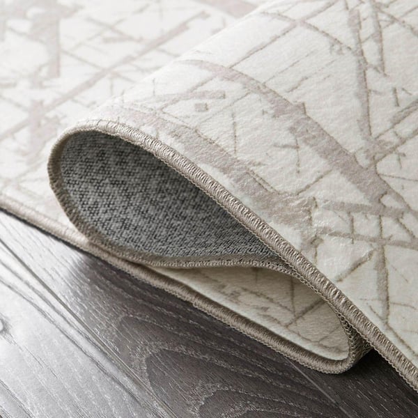 Wyatt & Ash Aria Ivory 8 ft. x 10 ft. Woven Abstract Polyester