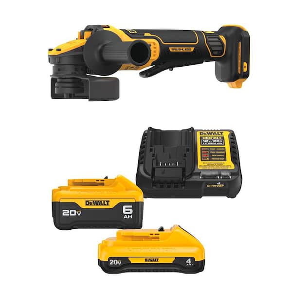 20V MAX Cordless Brushless 4.5 - 5 in. Angle Grinder, (1) 20V 6.0Ah and (1) 20V 4.0Ah Batteries, and Charger
